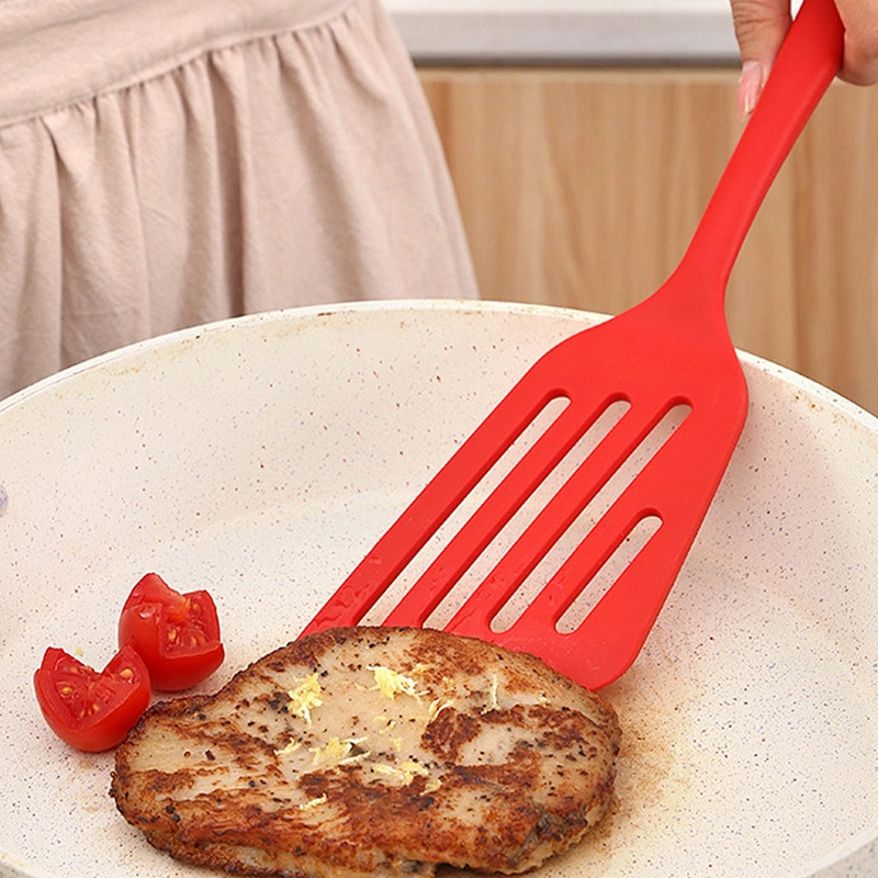 Non-Stick Silicone Slotted Flipper Turner Fish Spatula Kitchen Cooking Oblique Leak Shovel Tool Shovel Steak Frying Shovel